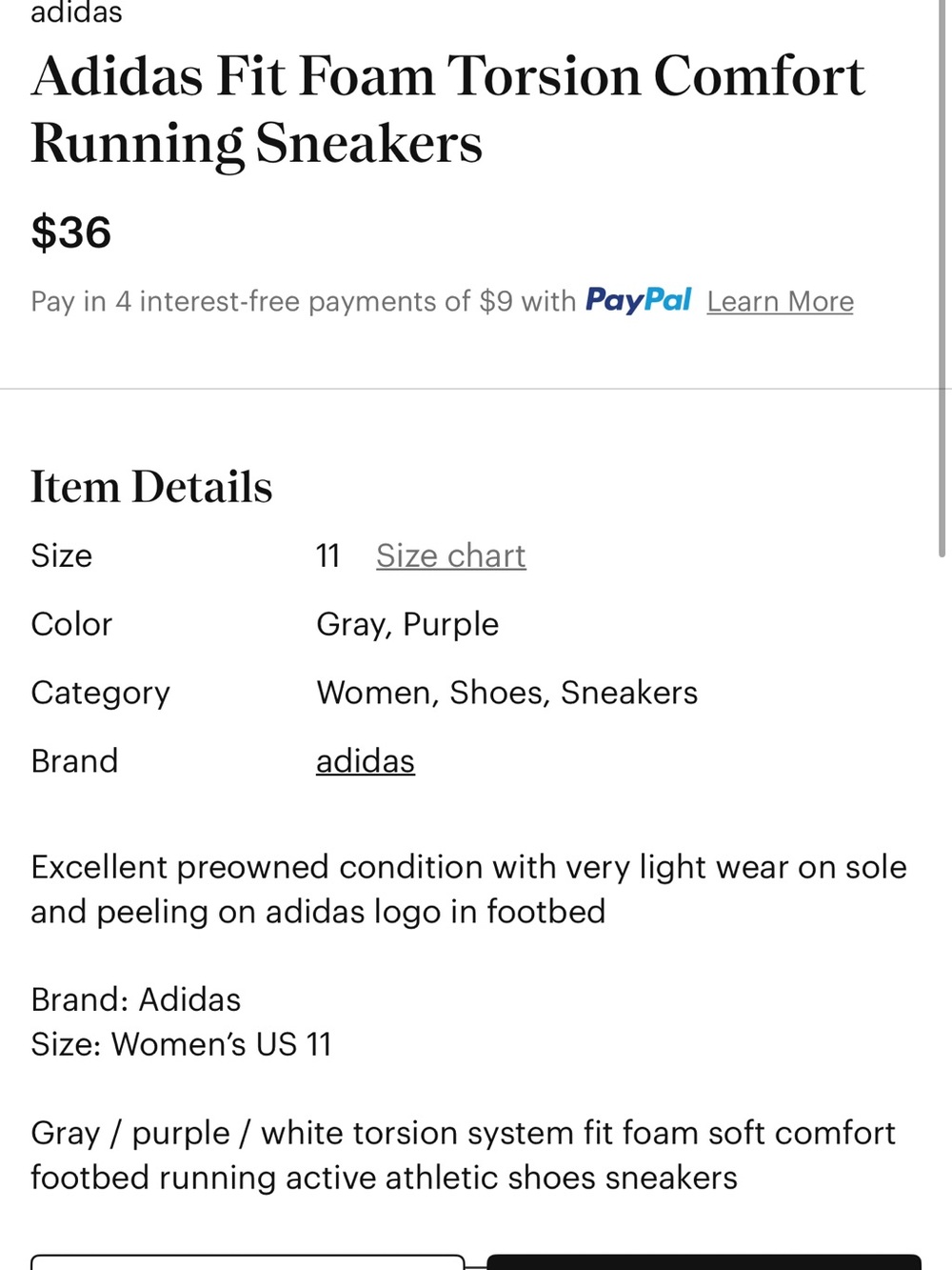 NWOT Adidas Raziya II White Athletic Sneakers Running Shoes Women’s 8-1/2 8.5 M - Picture 8 of 8